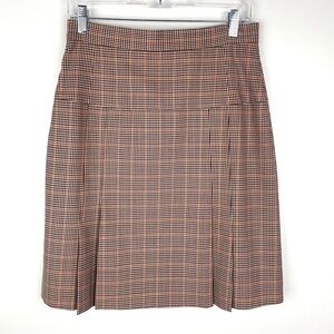 Brooks Brothers Estethia Houndstooth Pleated Wool Skirt